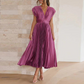 Arya | Damen Abend mit V-Ausschnitt Kleid | Midi