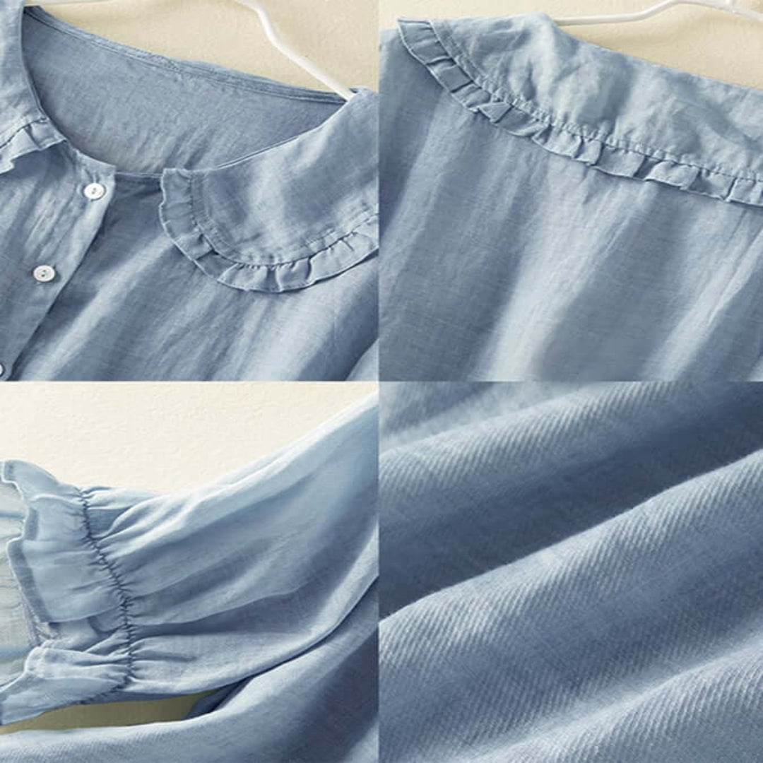 Damen Lässiges Rüschenkragen Hemd | Button-Down
