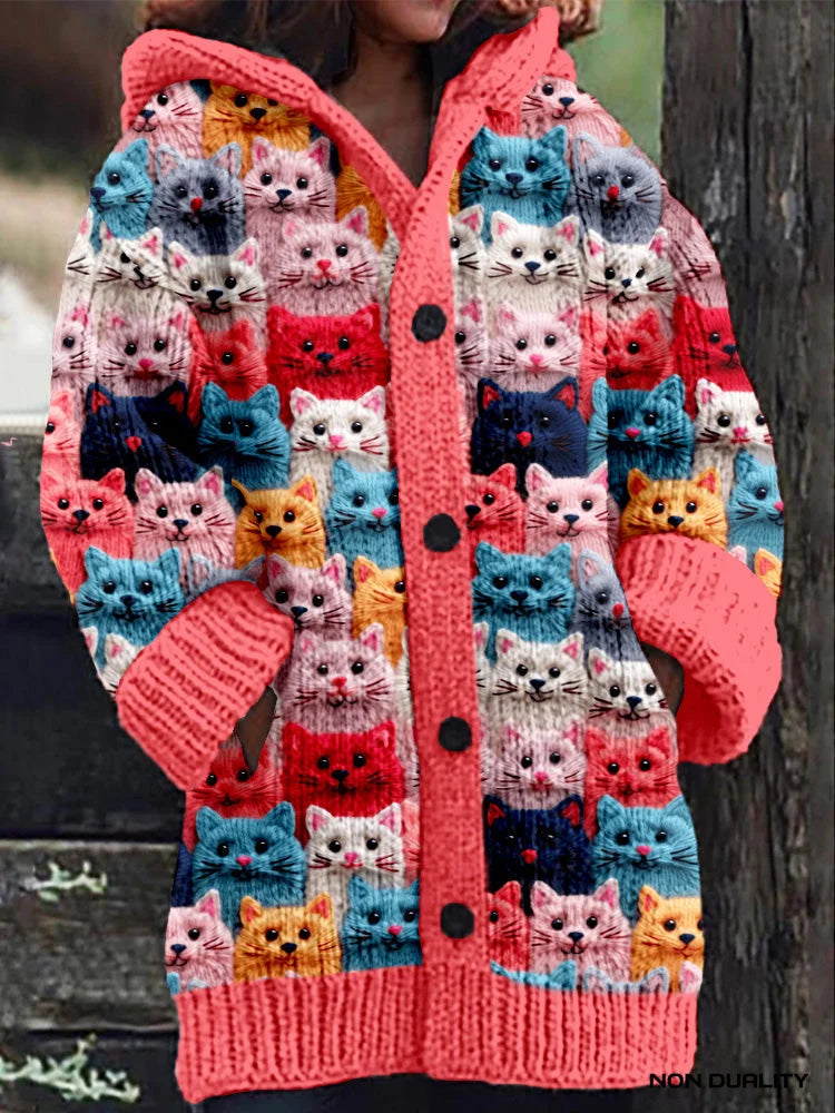 Isabella - Bunt gestrickte Katzen Strickjacke