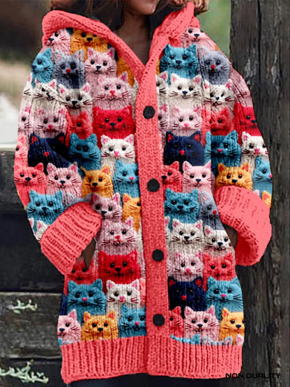 Isabella - Bunt gestrickte Katzen Strickjacke