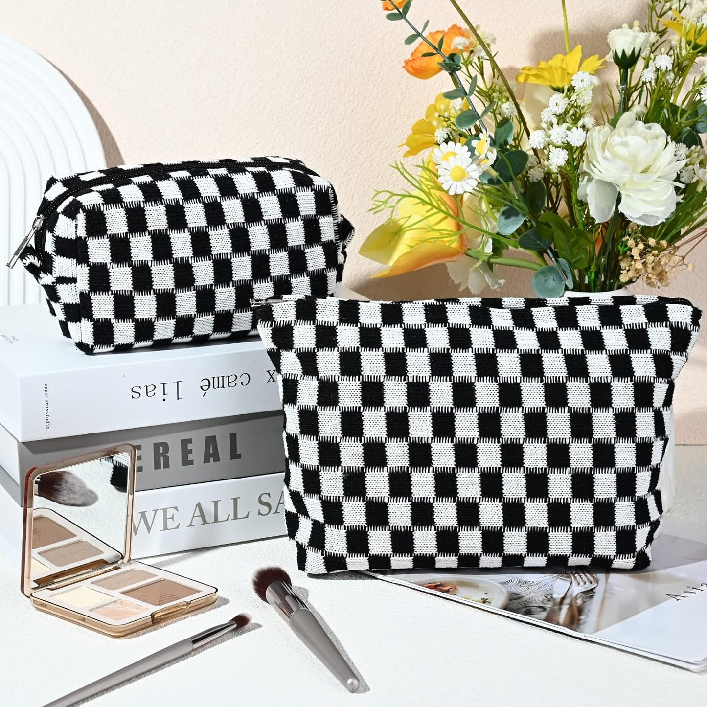Must-Have Karierte Make-up Tasche Set