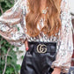 Funkelndes & Stilvolles Damen Glitzer V-Ausschnitt Langarm-Top – Naya
