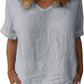 Jacqueline | Damen Weiß V-Ausschnitt Leinen Bluse