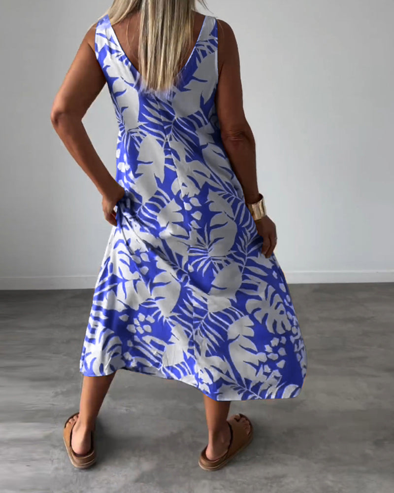 Lucy – Elegantes Sommerkleid mit Blätterprint