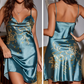 Zweiteiliges Satin-Nachthemd & Kimono-Set mit Blumenprint – Noelle