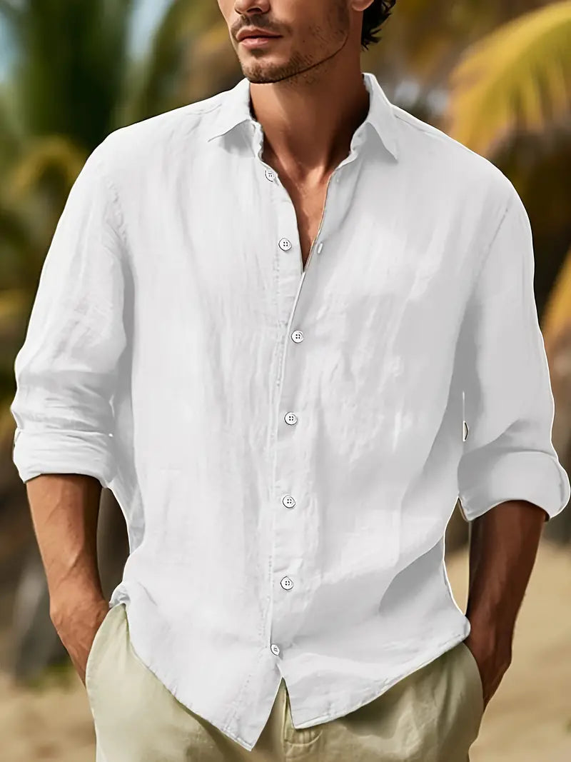 Owen – lässiges langarmshirt in volltonfarbe