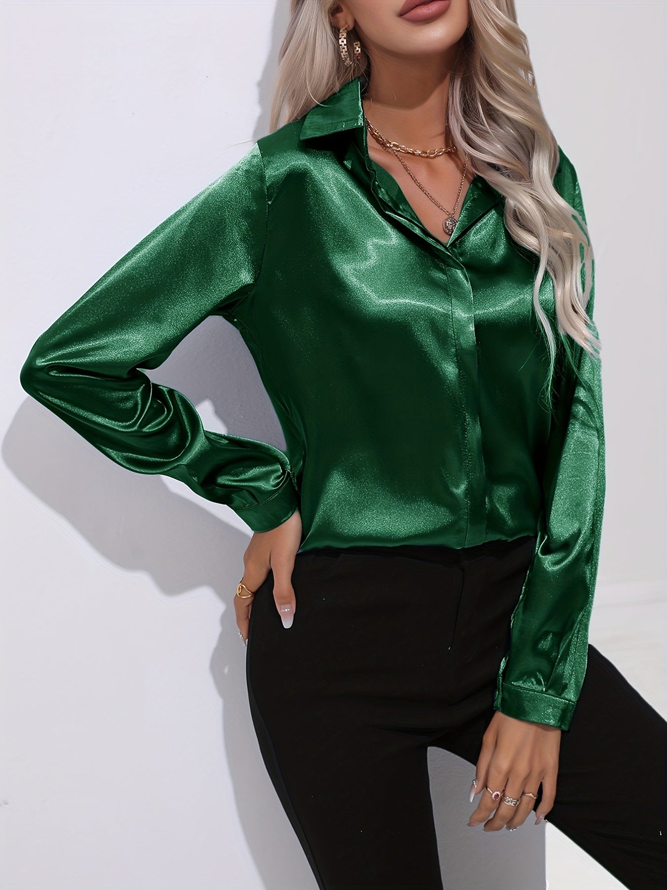 Melitta | Damen Elegante Satinbluse