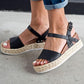 Damen Plateau-Espadrille Sandalen mit Keilabsatz & Riemchen – Livia