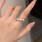 Verstellbarer Vintage Ring mit Zirkonia und Perle – Isadora