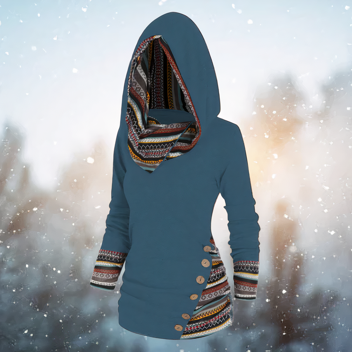 WW - Stylische Tribal-Pullover Mit Kapuze