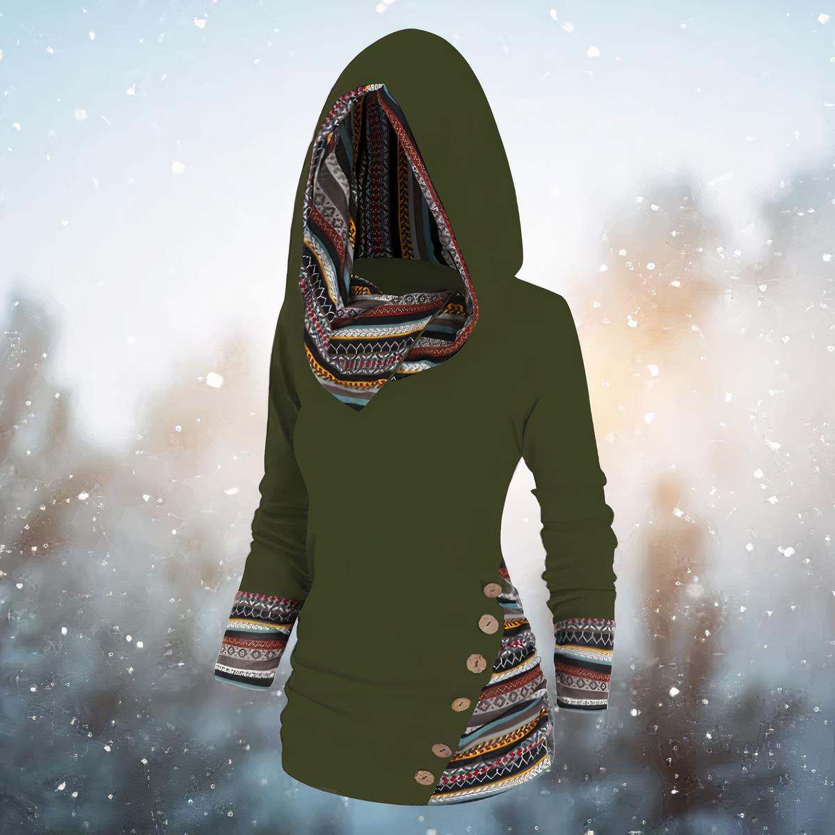 WW - Stylische Tribal-Pullover Mit Kapuze