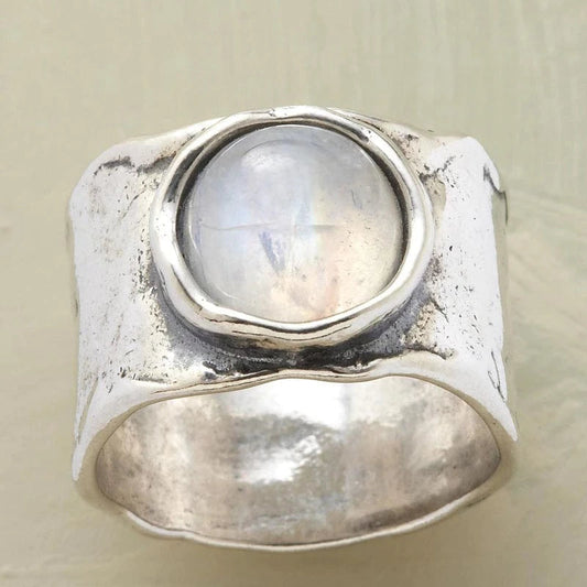 Silberner Ring mit Mondstein - Lyra