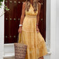 Damen Boho Maxikleid mit Spitze : Luftiges ärmelloses Sommerkleid mit Stickereidetails für Strand & Freizeit