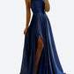 Damen Elegantes Rückenfreies Maxikleid – Fließendes Abendkleid mit Schnürdetails