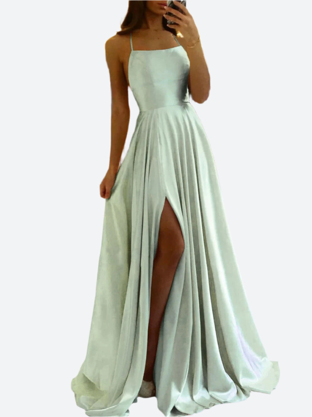 Damen Elegantes Rückenfreies Maxikleid – Fließendes Abendkleid mit Schnürdetails