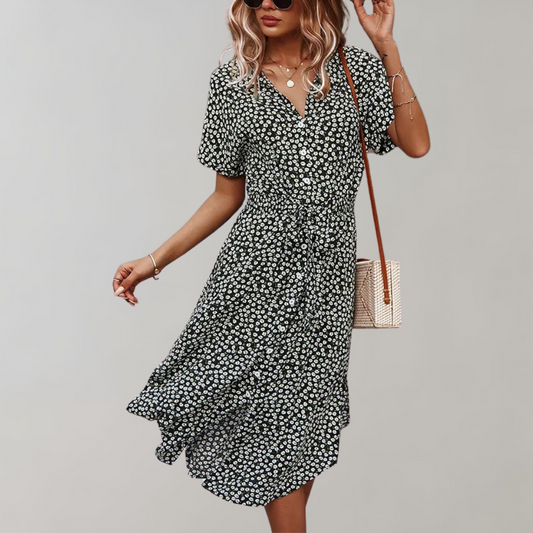 Blumenmuster Kleid: Leichtes Sommerkleid für Frühlingsmode