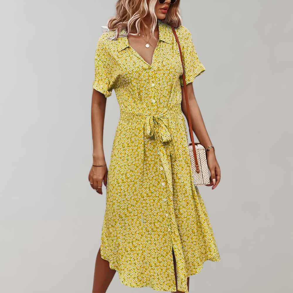 Blumenmuster Kleid: Leichtes Sommerkleid für Frühlingsmode