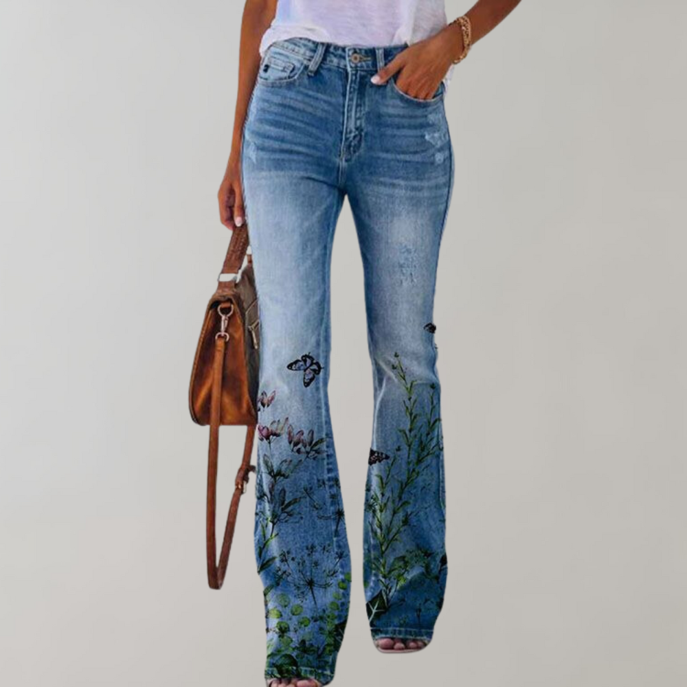 Hose Mit Weitem Bein Und Hoher Taille Für Damen | Bedruckt
