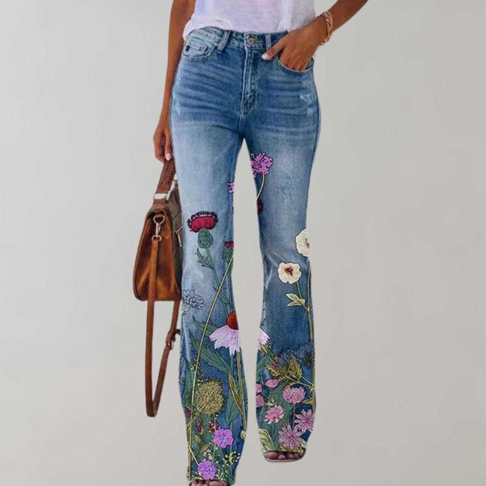 Hose Mit Weitem Bein Und Hoher Taille Für Damen | Bedruckt
