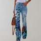 Hose Mit Weitem Bein Und Hoher Taille Für Damen | Bedruckt