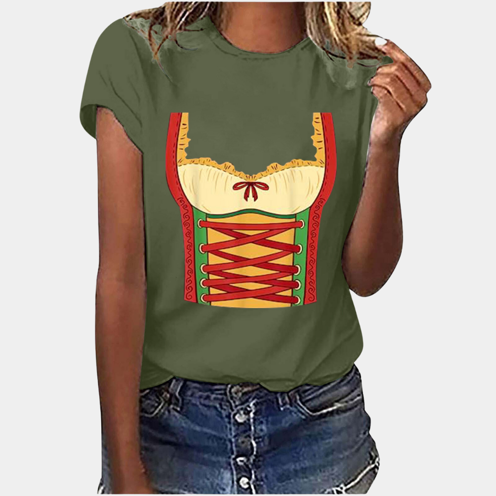 Damen T-Shirt mit Oktoberfest-Bedrucken | Kurzarm