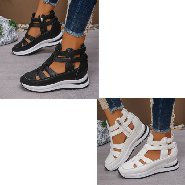 Bequeme Leichte Damen Keilsandalen mit Reißverschluss