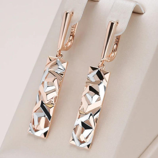 Stilvolle Rechteckige Ohrringe in Gold und Silber – Elena