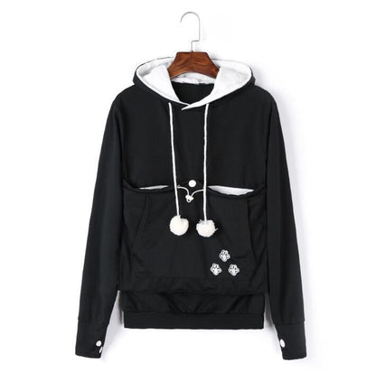 WW - Damen Kapuzenpullover mit bestickten Reißverschlusstaschen für lässige Winterbekleidung