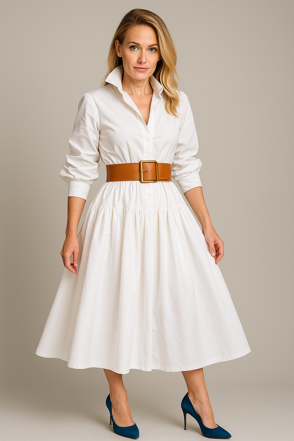 Grace - Ausgestelltes Hemdblusenkleid mit Gürtel