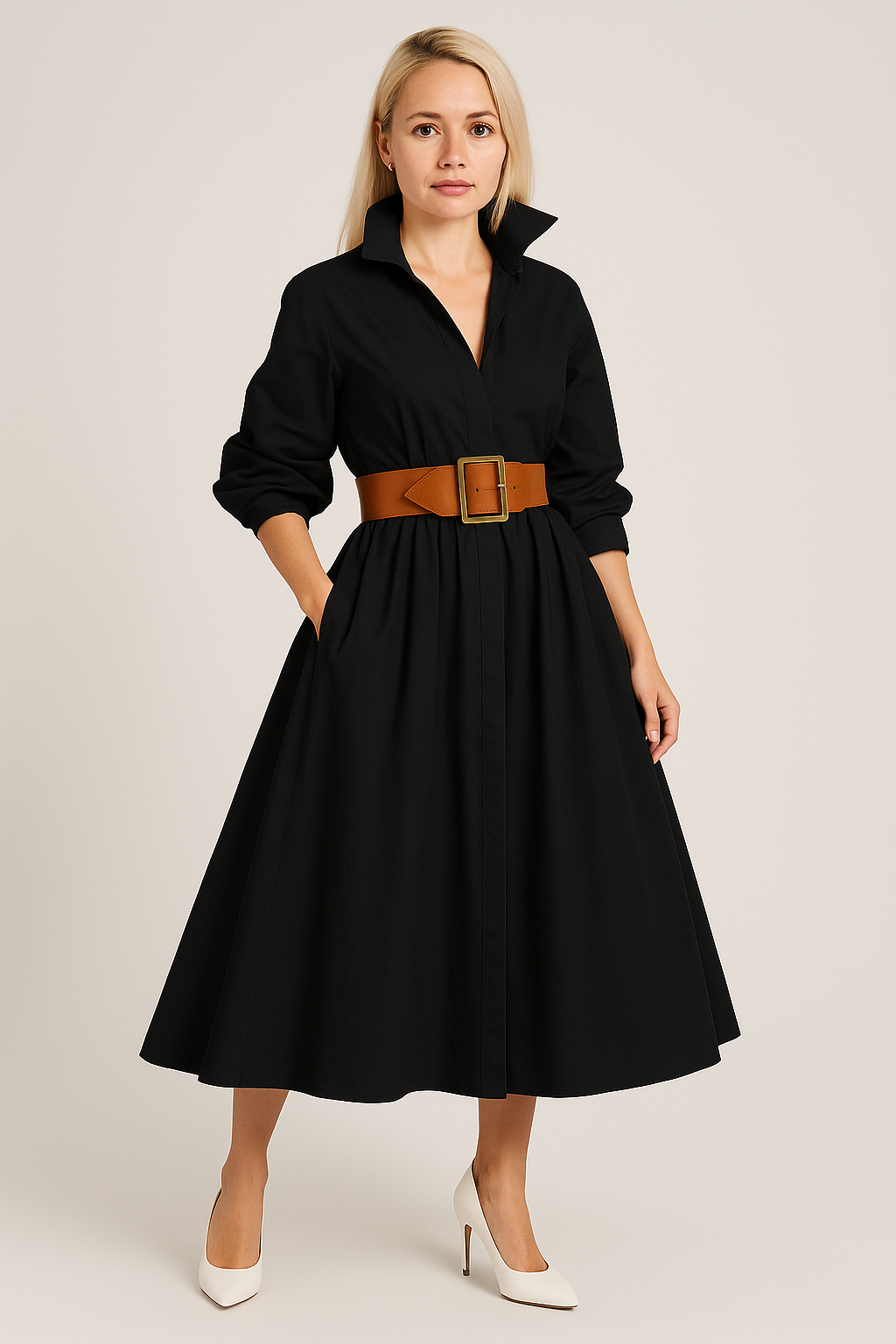 Grace - Ausgestelltes Hemdblusenkleid mit Gürtel