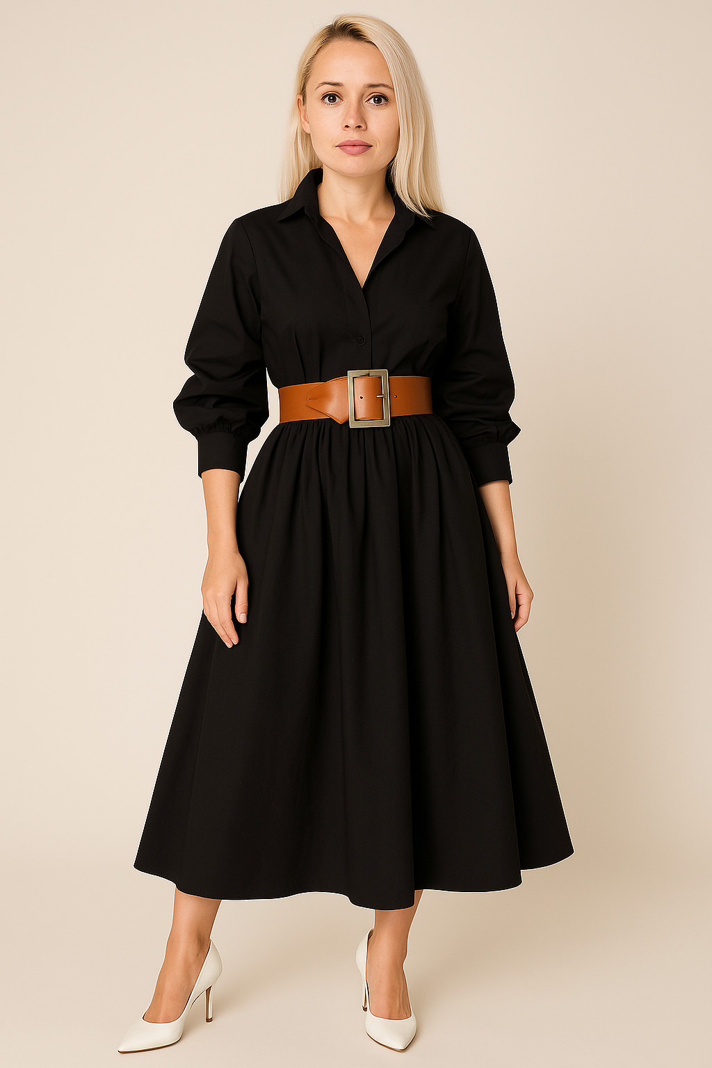 Grace - Ausgestelltes Hemdblusenkleid mit Gürtel