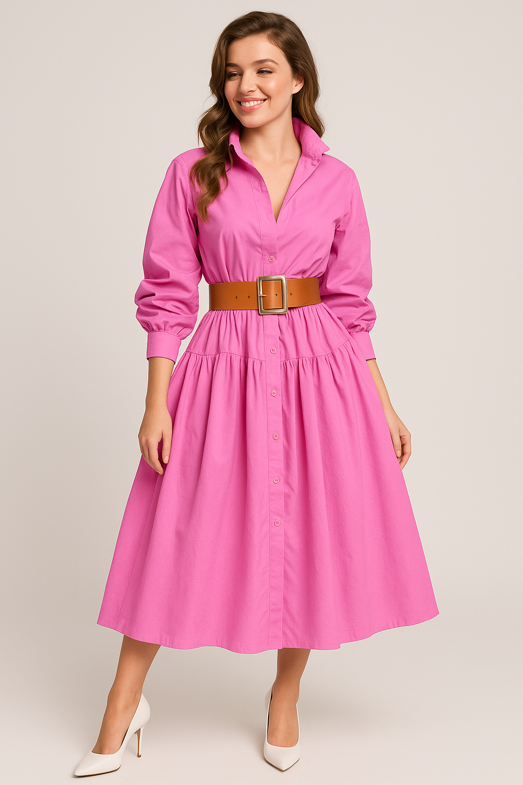 Grace - Ausgestelltes Hemdblusenkleid mit Gürtel