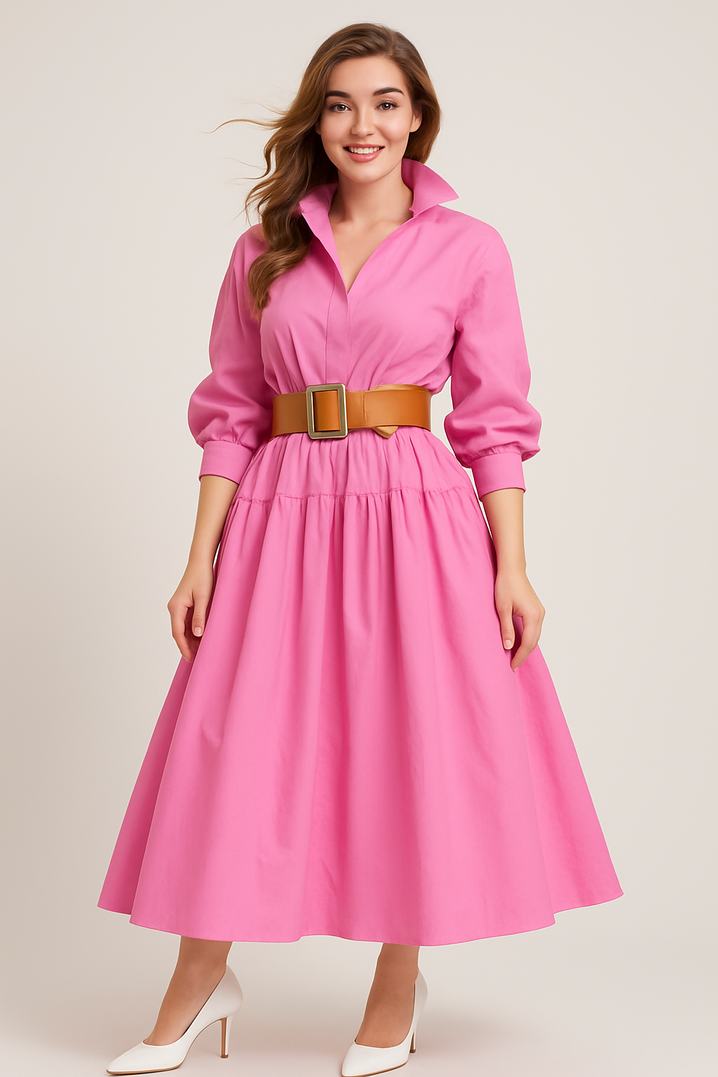 Grace - Ausgestelltes Hemdblusenkleid mit Gürtel