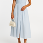 Damen V-Ausschnitt Midikleid mit Puffärmeln für den Sommer