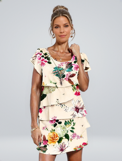 Elegantes Blumen Damen Maxikleid