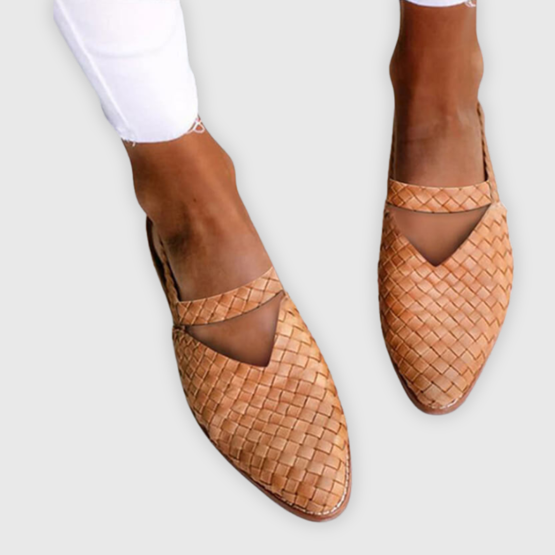 Geflochtene Damen Sandalen aus Leder