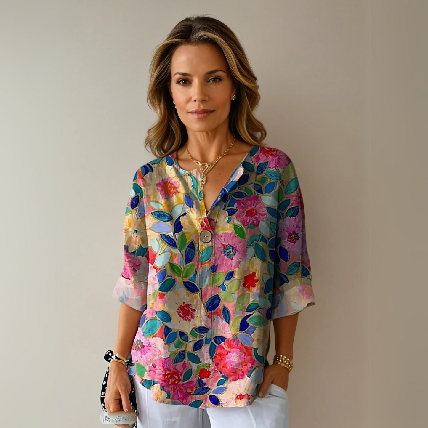 Florale Damen Bluse Langarm