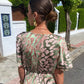 Damen Midikleid mit kurzen Ärmeln und Grafikmuster für den Sommer