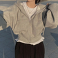 WW | Cropped Hoodie Übergroßer Kapuzenpullover mit Reißverschluss für Frauen