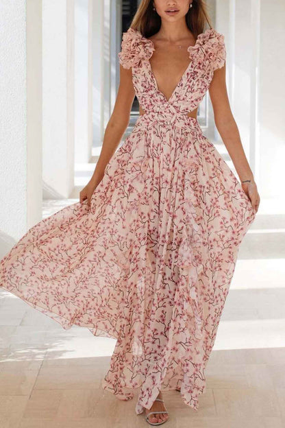 Damen Ärmelloses Maxikleid mit Blumenmuster für den Sommer
