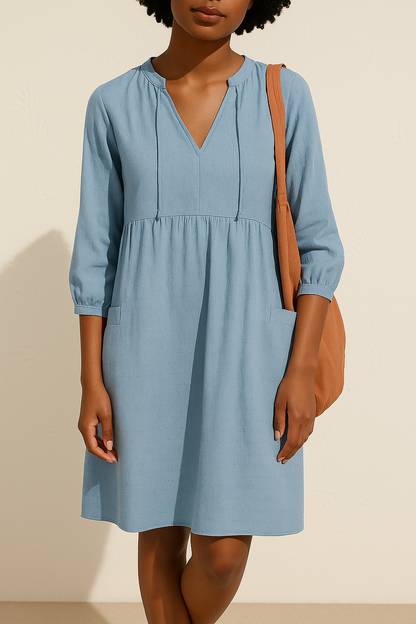 Minikleid für Damen mit V-Ausschnitt und Dreiviertelärmeln