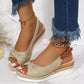 Schicke sommer-espadrille-sandalen mit schnallenverschluss und knotendetail