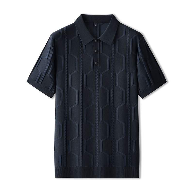 Jacquard Kurzarm Herren Poloshirt