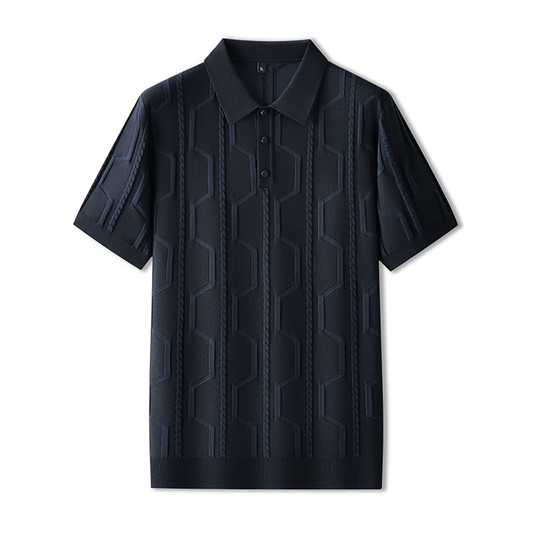Jacquard Kurzarm Herren Poloshirt