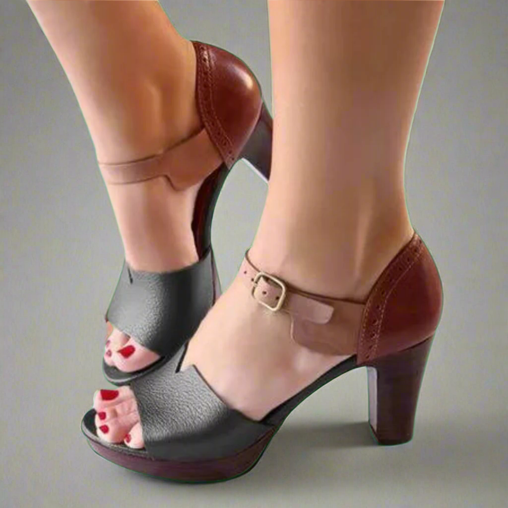 Elegante Damen Sandaletten mit Blockabsatz und Schnallenverschluss