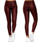 Leder-Stretchhose mit hohem Bund – Raffaela