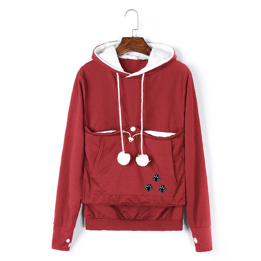 WW - Damen Kapuzenpullover mit bestickten Reißverschlusstaschen für lässige Winterbekleidung