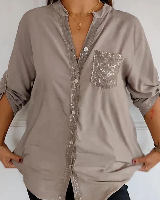 Damen Festliche Button Down Hemd | Langarm
