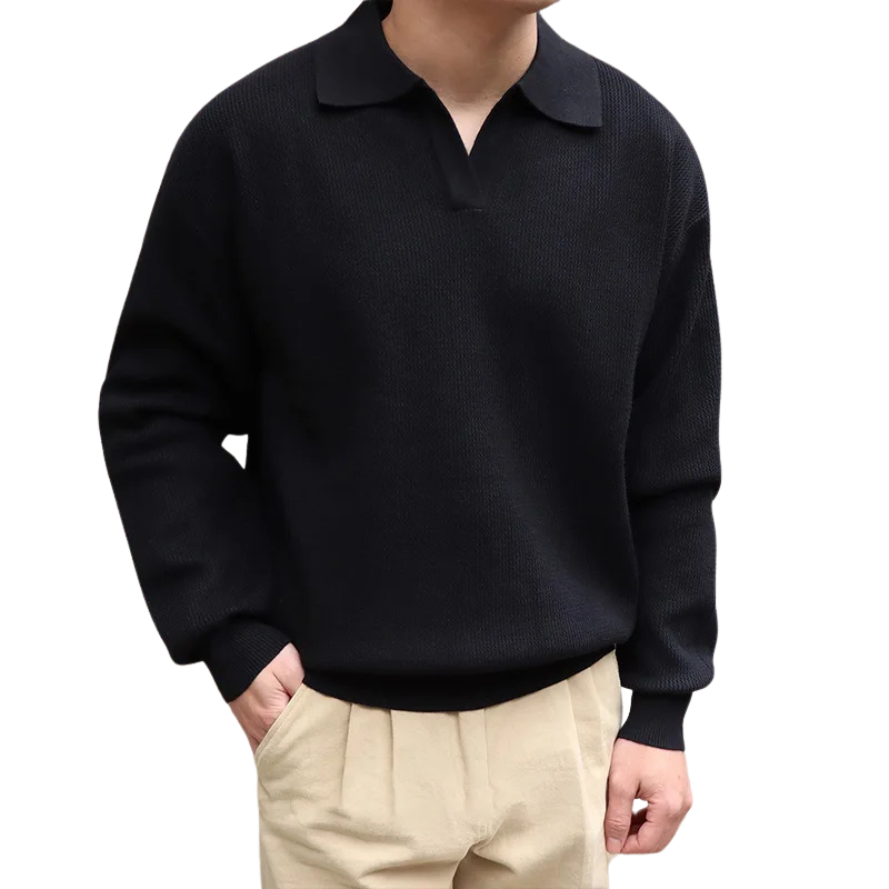 GentleKnit - Herren Langarm Polo Pullover
