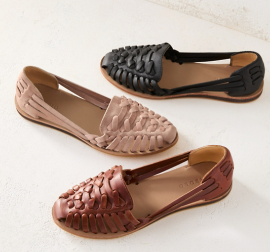 Damen Leder Huarache Sandalen – Handgefertigte Sommerschuhe im geflochtenen Design